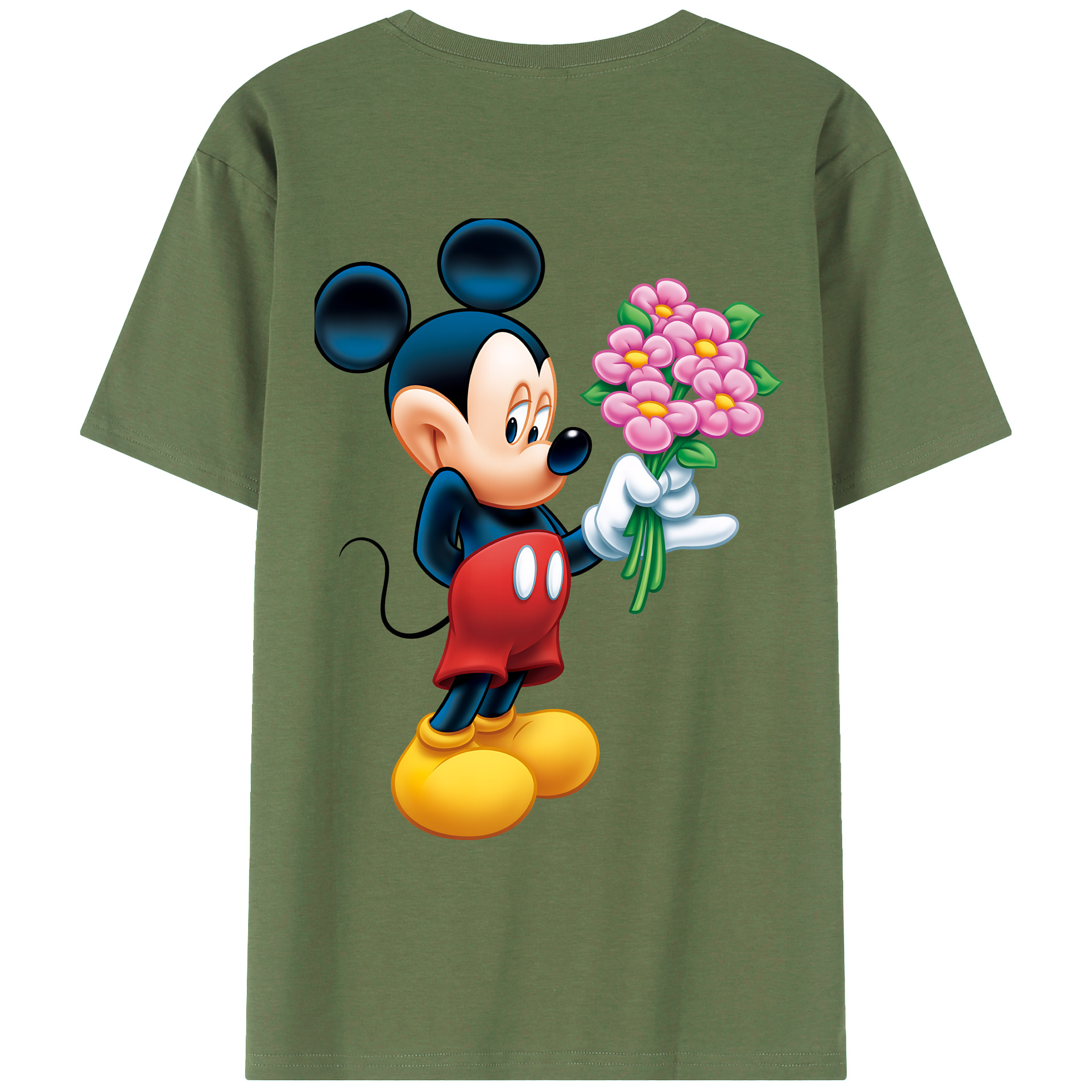 （画像用） ミッキーマウス Mickey Mouse 綿100％ メンズ半袖Tシャツ（バックプリント） 通気性